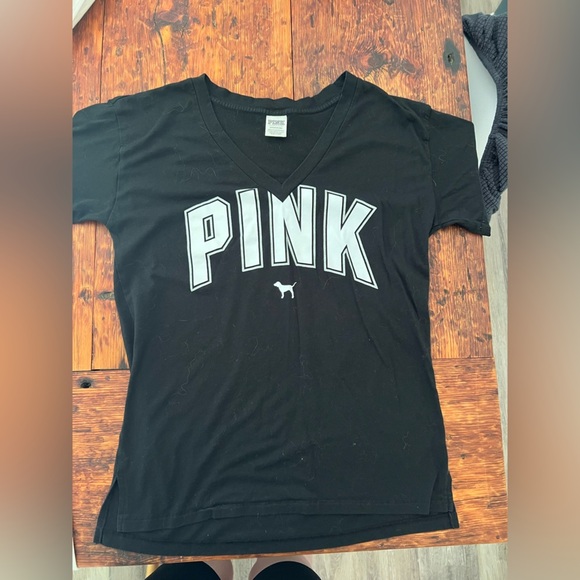 PINK Victoria's Secret Tops - Black PINK V-Neck T-Shirt